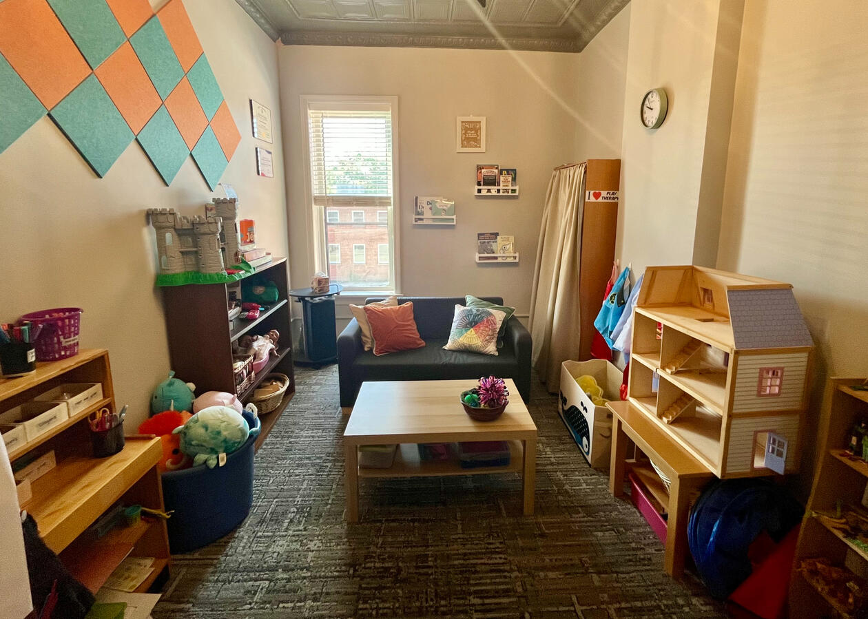 Playroom from Front A view of the PAYA Playroom facing toward the back window and away from the front wall.